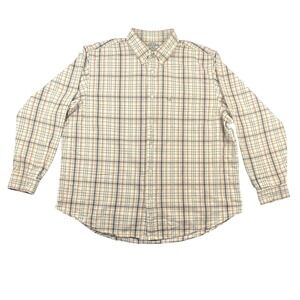 Ralph Lauren Jeans Co Mens XXL Plaid Button Down Shirt Tan Blue Orange Cotton
